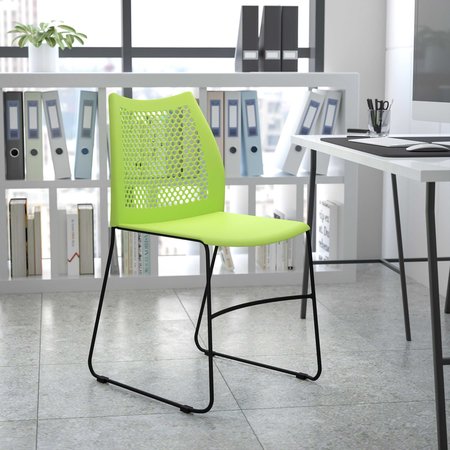 Flash Furniture Green Plastic Stack Chair RUT-498A-GN-GG